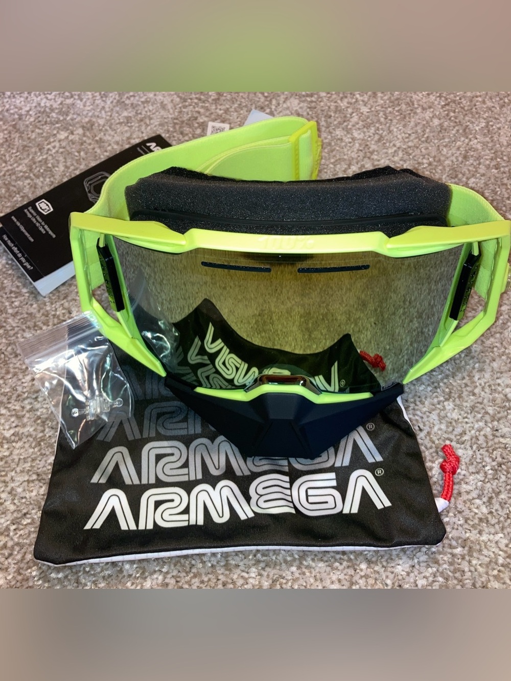 100% ARMEGA Goggle For Winter Sports  Motorcycle ATV/UTV Dirt Bike Snowmobile